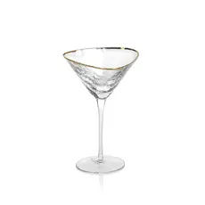 Aperitivo Triangular Martini Glass - Clear w/ Gold Rim