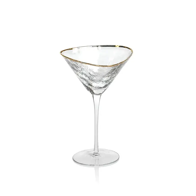 Aperitivo Triangular Martini Glass - Clear w/ Gold Rim
