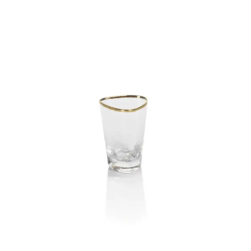 Aperitivo Triangular Shot Glass - Clear w/ Gold Rim