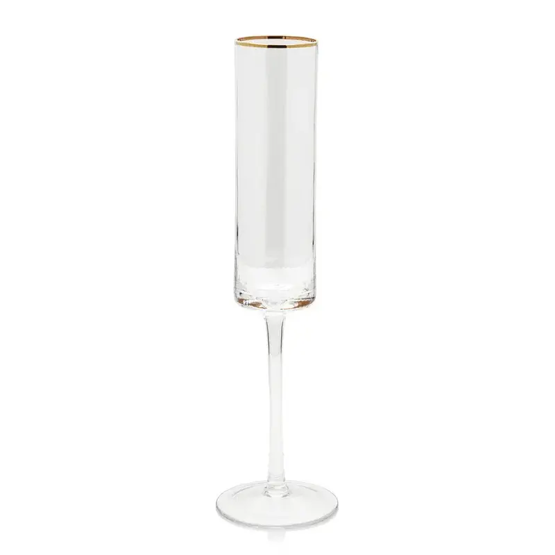 Optic Champagne Flute w/ Gold Rim