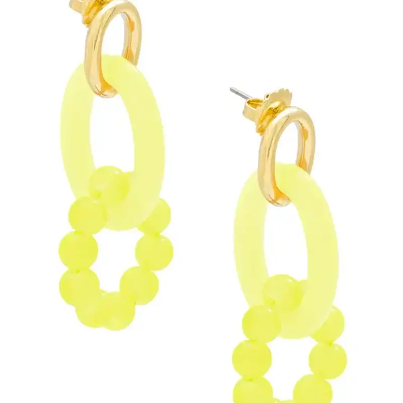 Resin Mixed Media Drop Earring - LIME