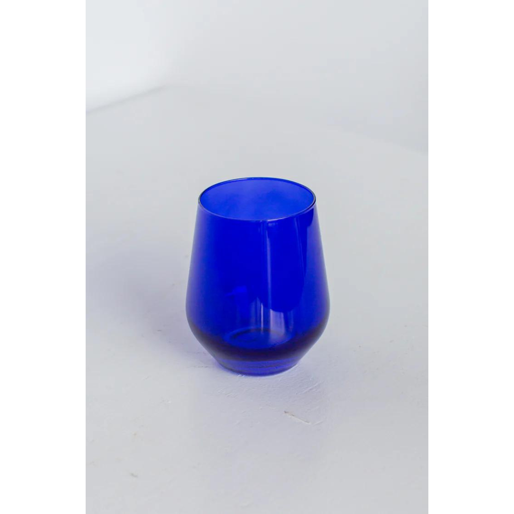 Estelle Colored Glass Royal Blue Stemless