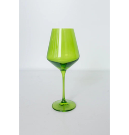 Estelle Colored Glass Forest Green Stemmed Wine Glass