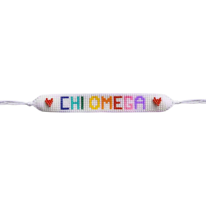 Over The Moon CHI O Rainbow Letters Beaded Bracelet
