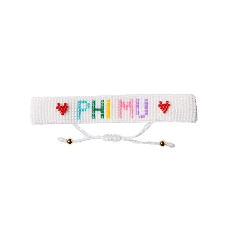 PHI MU Rainbow Letters Beaded Bracelet