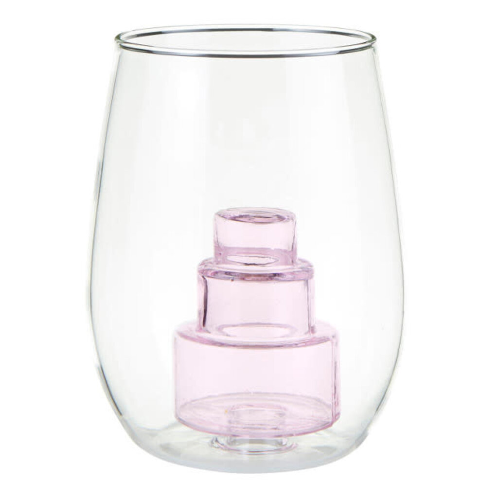Stemless Glass with Cake Figurine