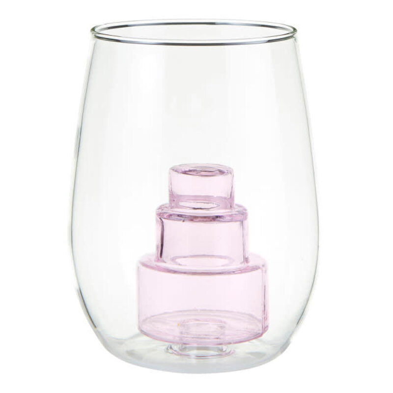 Stemless Glass with Cake Figurine