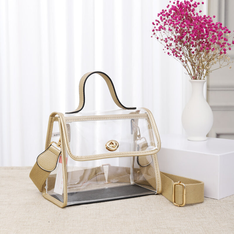 Top Handle Clear Bag Gold