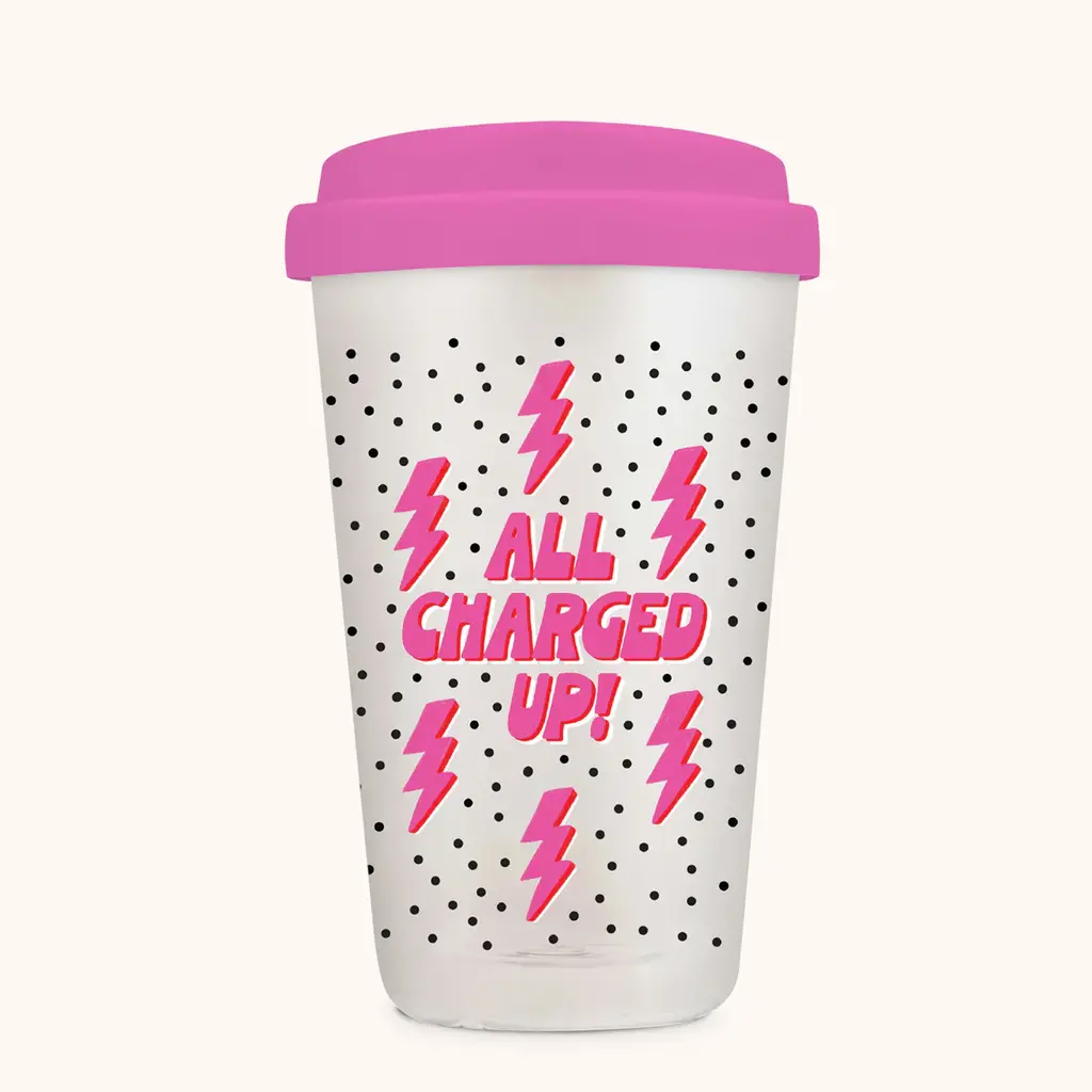 All Charged Up Glass Coffee Tumbler