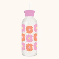 Just for Grins Glass Water Bottle with Straw