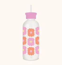 Just for Grins Glass Water Bottle with Straw