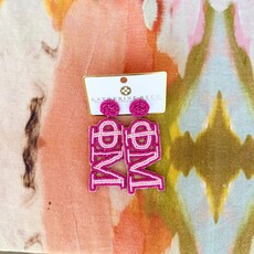 Phi Mu Sorority Beaded Earrings