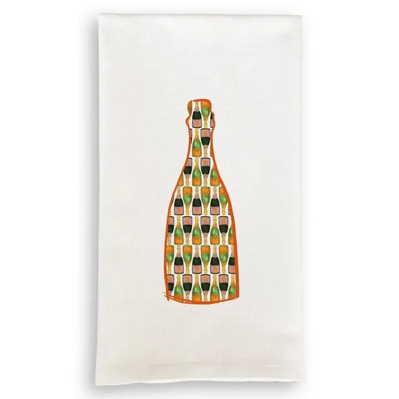 Champagne Bottle Tea Towel - No Words