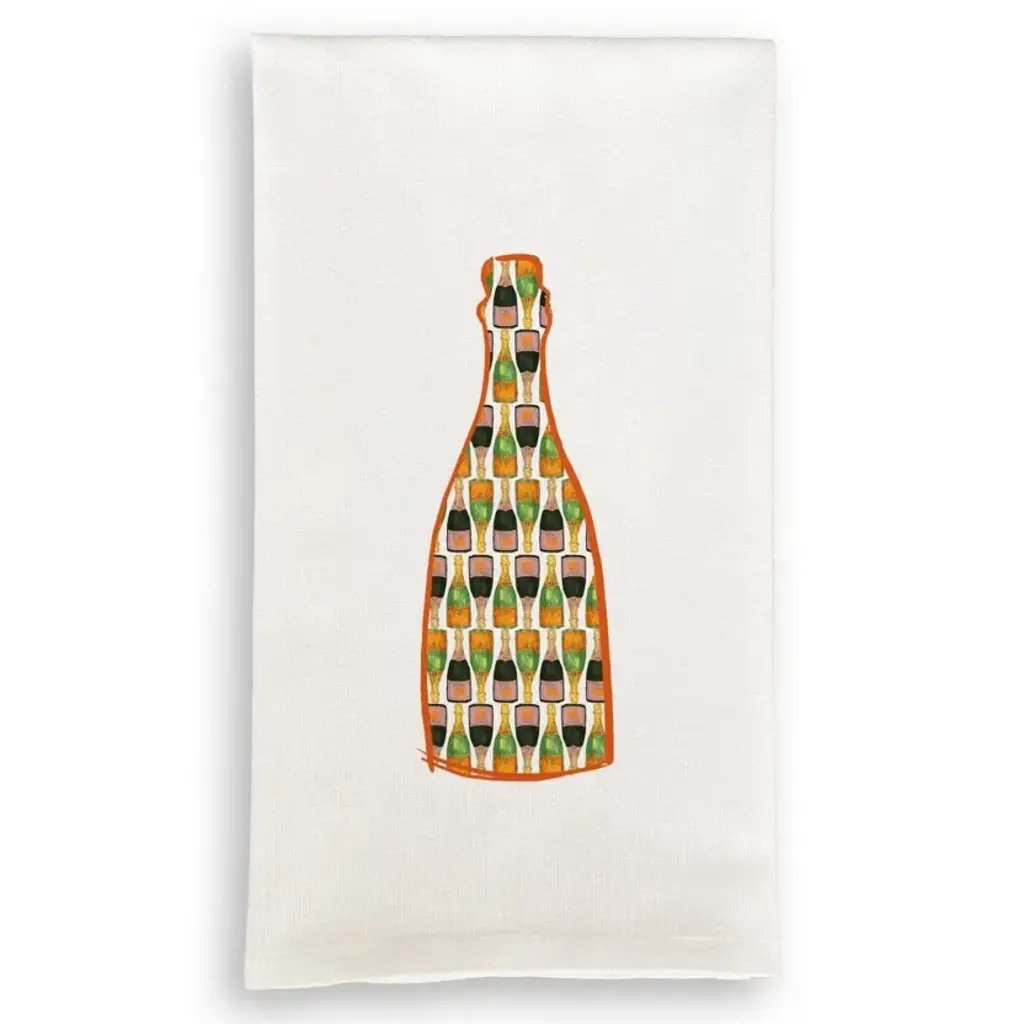 Champagne Bottle Tea Towel - No Words