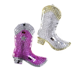 DISCO COWBOY BOOTS ORNAMENT PINK/SILVER