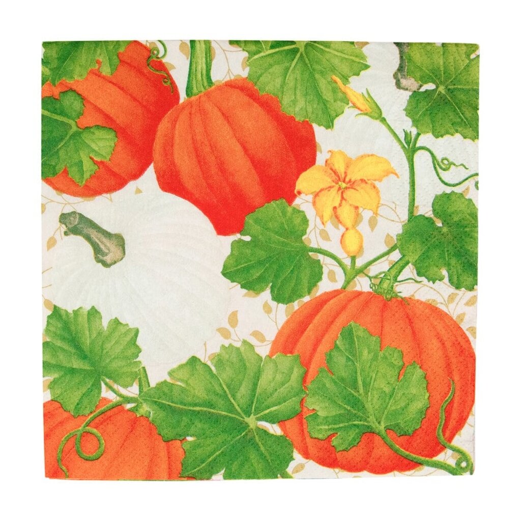 Pumpkin Chintz White Cocktail Napkin