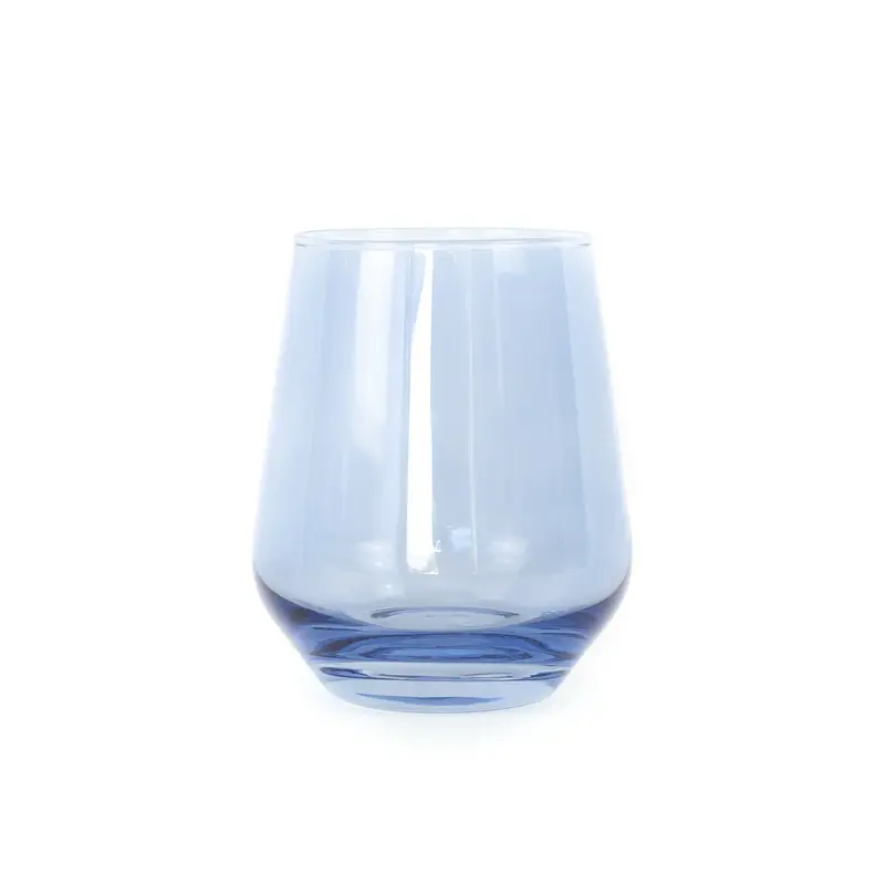 Estelle Colored Glass Cobalt Blue Stemless Wine Glass