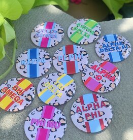Over The Moon Sorority Cheetah Button KAPPA DELTA