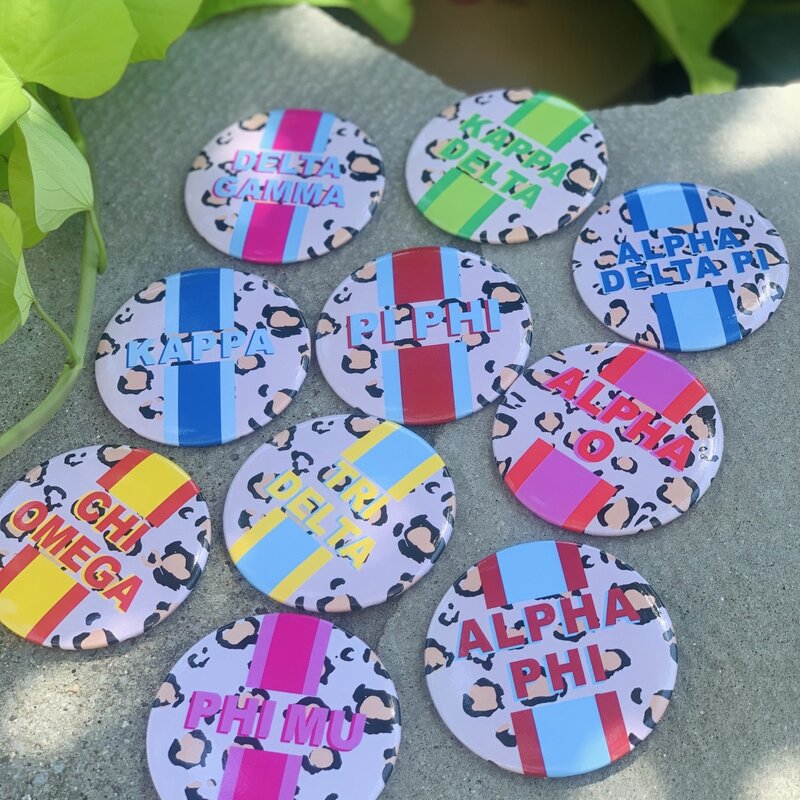 Over The Moon Sorority Cheetah Button KAPPA DELTA