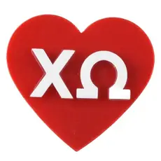 Sorority Acrylic Heart Pin Chi Omega