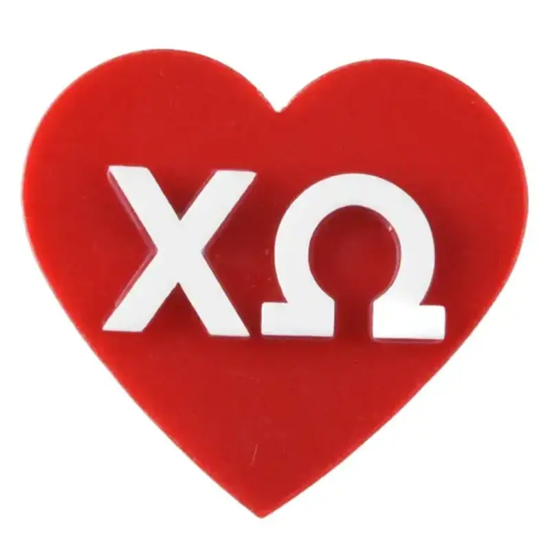 Sorority Acrylic Heart Pin Chi Omega