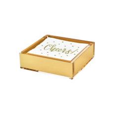 ha190gdnp Lucite cocktail napkin tray - gold