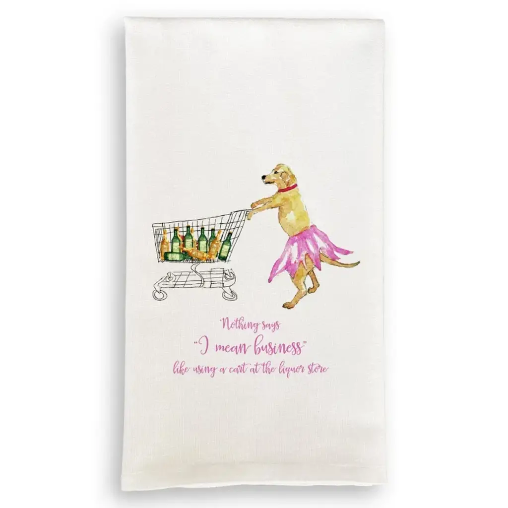 Dog Grocery Shopping Tea Towel