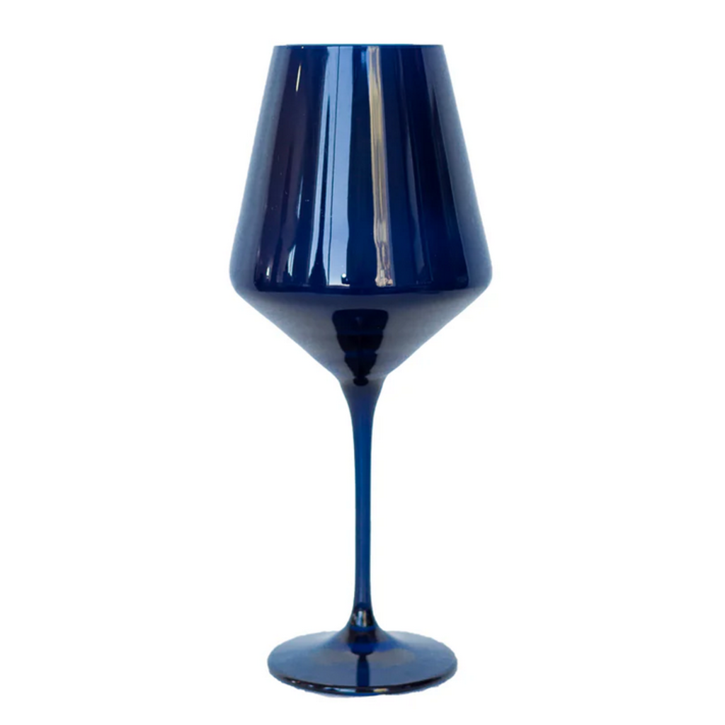 Estelle Colored Glass Midnight Blue Stemmed Wine Glass