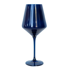 Estelle Colored Glass Midnight Blue Stemmed Wine Glass