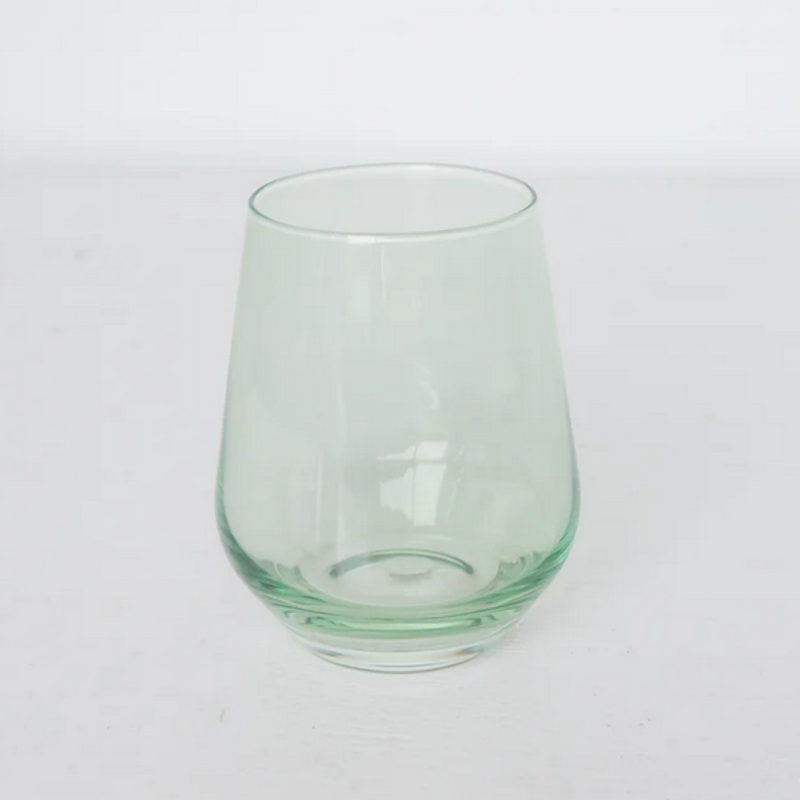 Estelle Colored Glass Mint Green Stemless Wine Glass