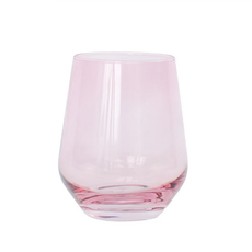 Estelle Colored Glass Rose Stemless Wine Glass