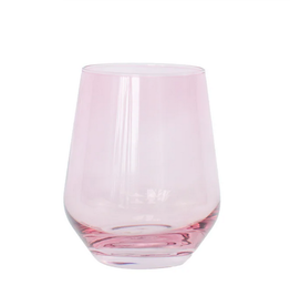 Estelle Colored Glass Rose Stemless Wine Glass