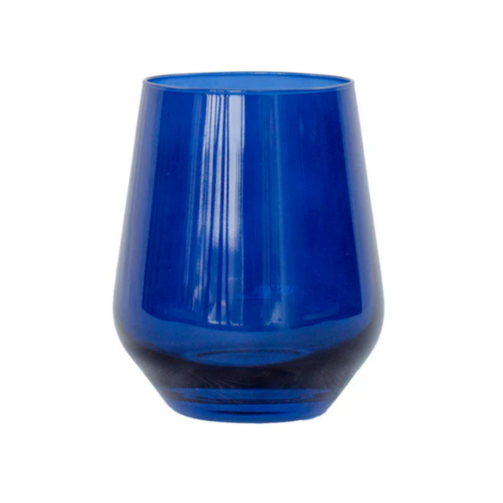 Estelle Colored Glass Midnight Blue Stemless Wine Glass