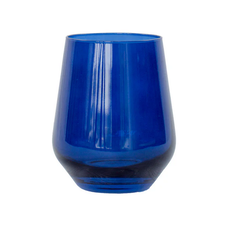 Estelle Colored Glass Midnight Blue Stemless Wine Glass