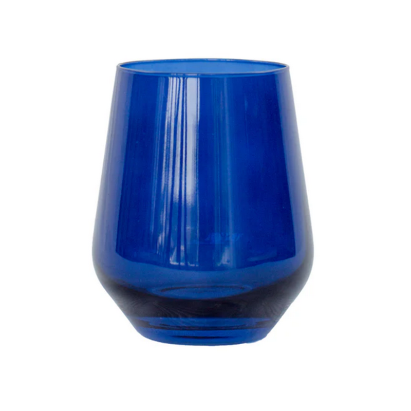 Estelle Colored Glass Midnight Blue Stemless Wine Glass