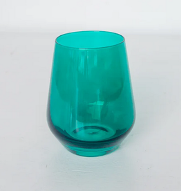 Estelle Colored Glass Emerald Green Stemless Wine Glass