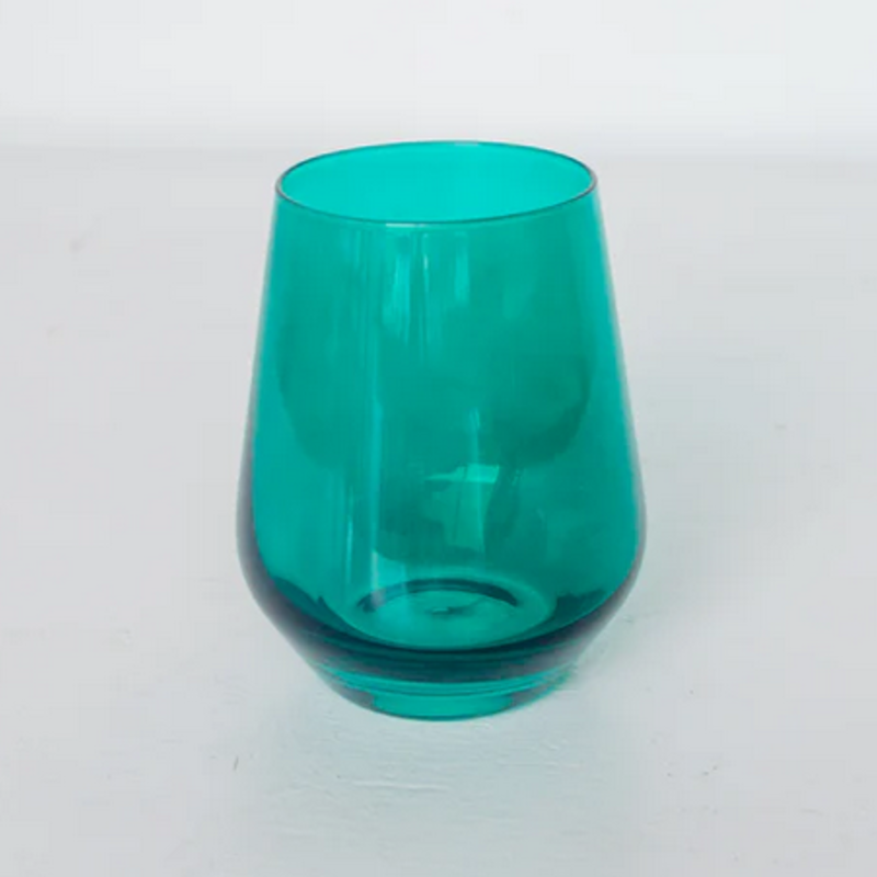 Estelle Colored Glass Emerald Green Stemless Wine Glass