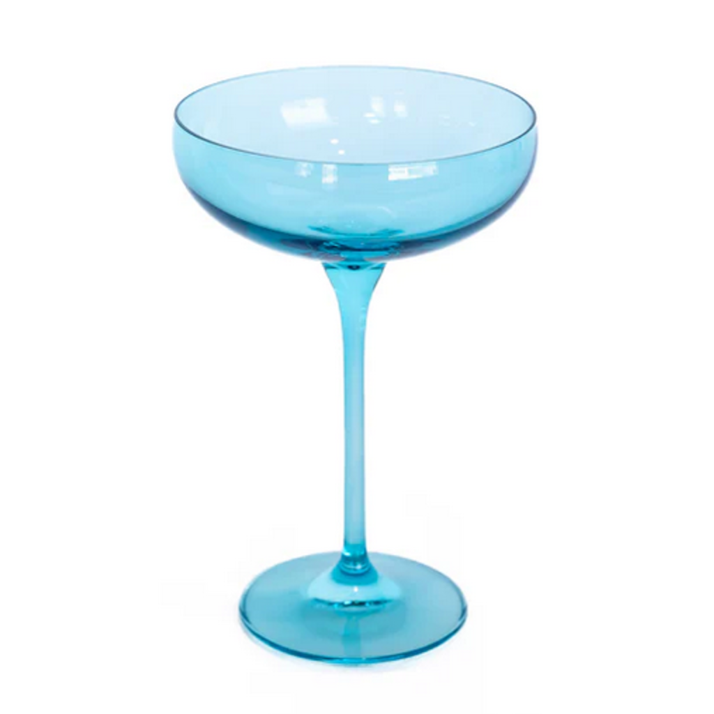 Estelle Colored Glass Ocean Blue  Champagne Coupe