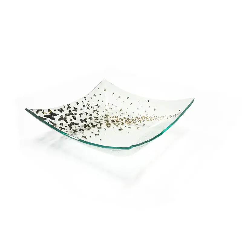 Annie Glass Butterfly 11" Square 4-Point Bowl