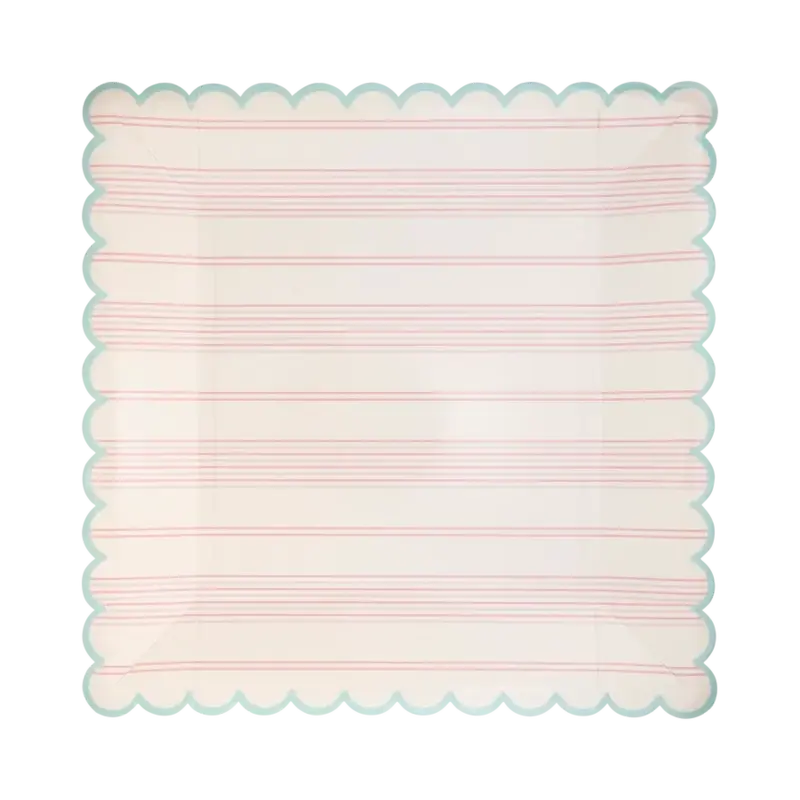 Pastel Striped Paper Plate Set