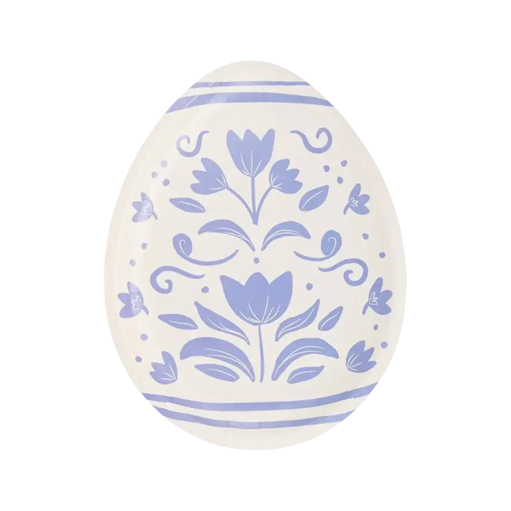 Floral Egg Shaped Paper Plate