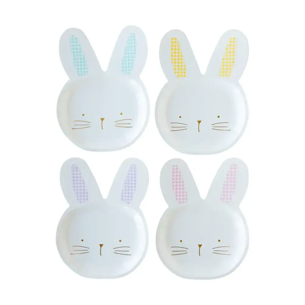 Gingham Bunny Shaped Plate Set