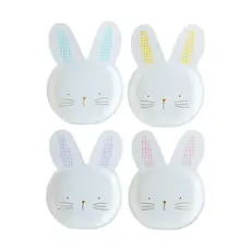 Gingham Bunny Shaped Plate Set