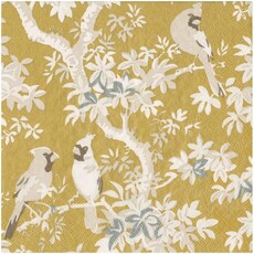 Scenic Songbirds Gold Cocktail Napkin
