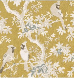 Scenic Songbirds Gold Cocktail Napkin