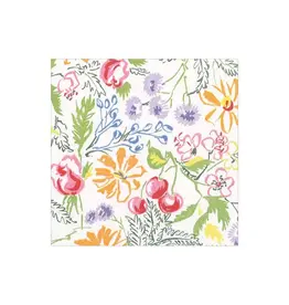 Cerise Floral Cocktail Napkin