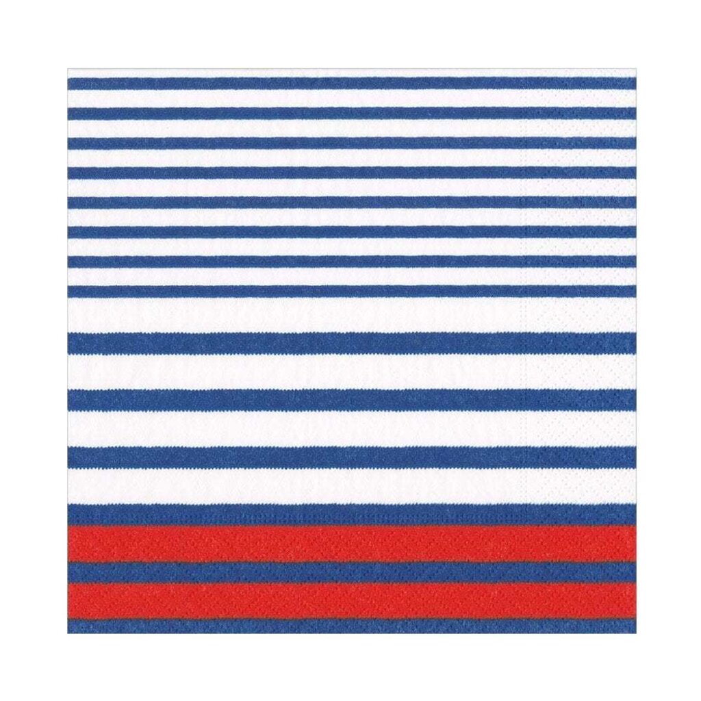 Breton Stripe Blue Cocktail Napkin