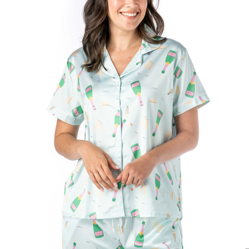 Brunch & Bubbles Satin Pajama Set