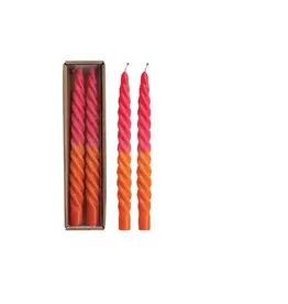 Swirl Taper Candles S/2 - Fuchsia