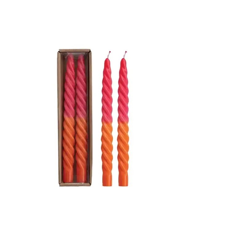 Swirl Taper Candles S/2 - Fuchsia